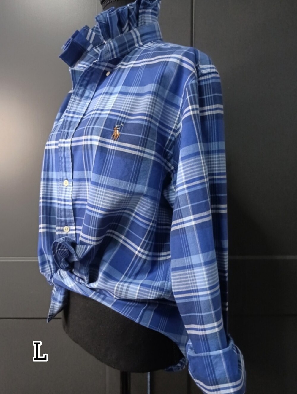 Upcycled Women's Ralph Lauren Ruffled Collar Shirt #147